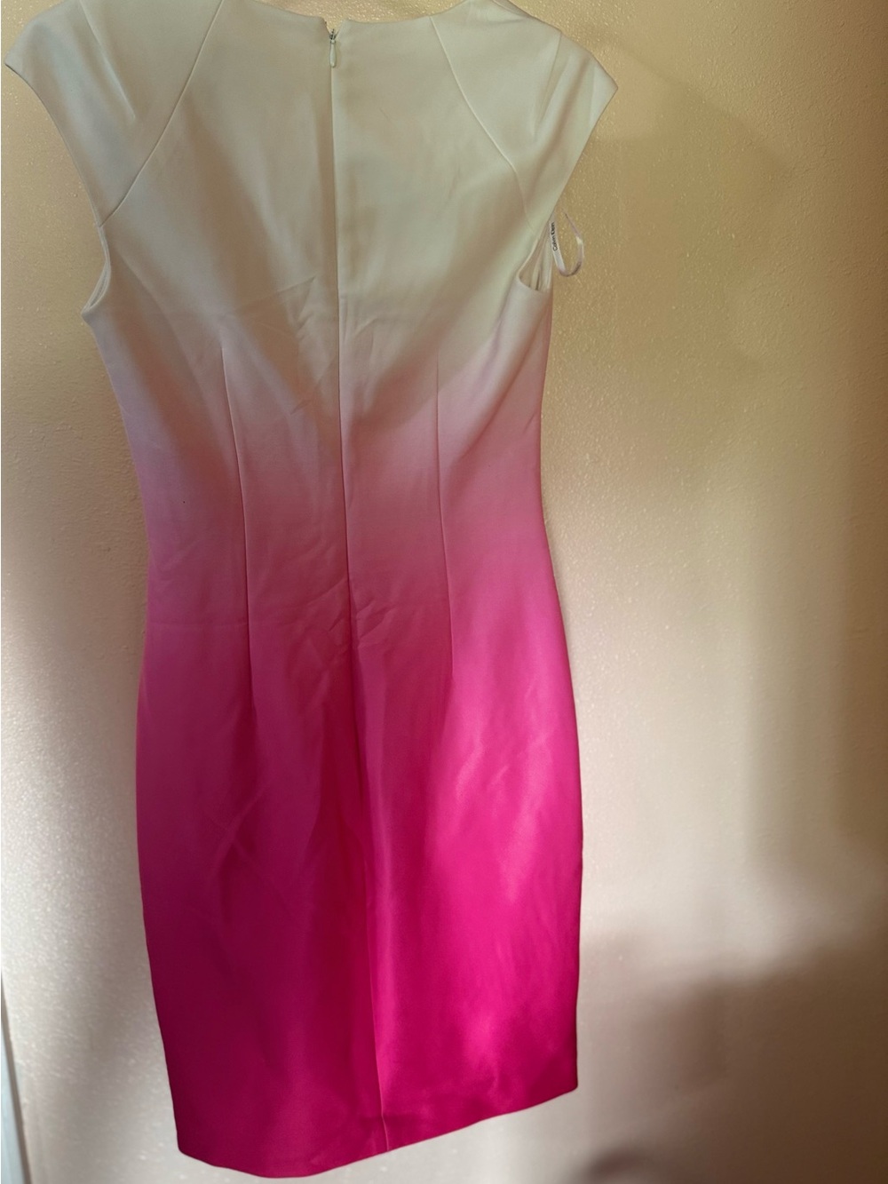 Calvin Klein White to Pink Ombre Cap-Sleeve Sheath Dress - Picture 2 of 3